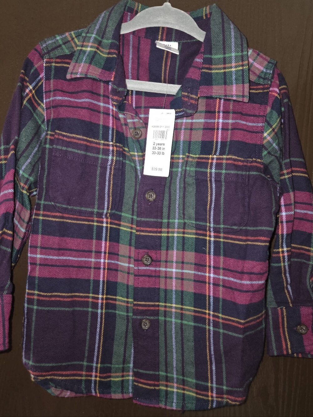 GAP Kids Plaid Button-Down Shirt - Purple & Green